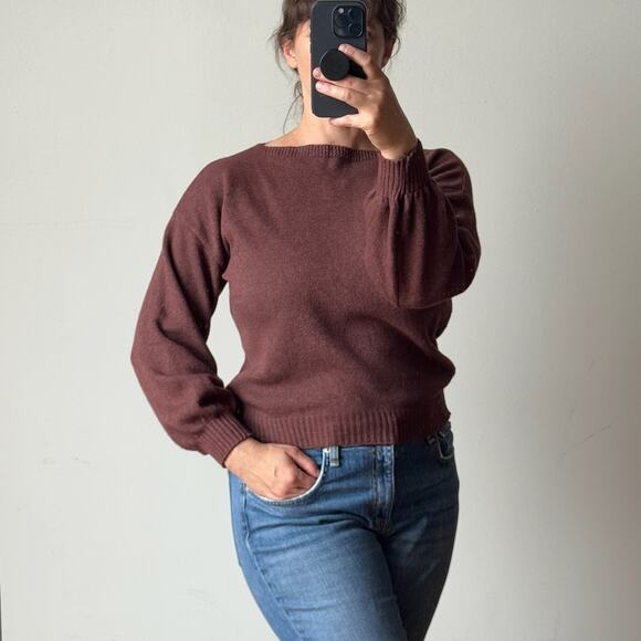 Vintage Italian Boat-neck Puffed-sleeve Sweater - Picture 1 of 8